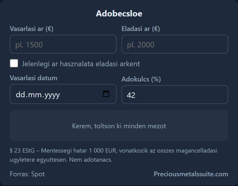 Adóbecslő  modul