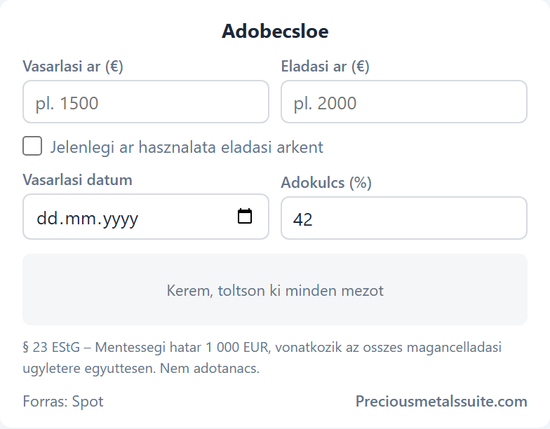 Adóbecslő  modul
