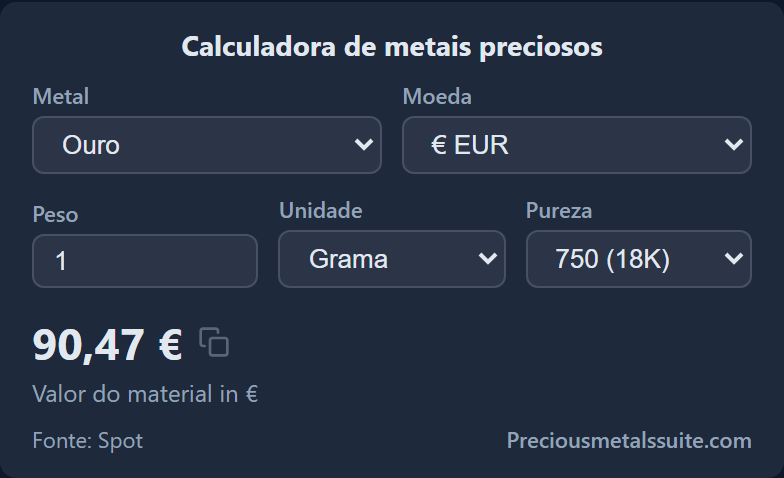 Calculadora de Metais Módulo 