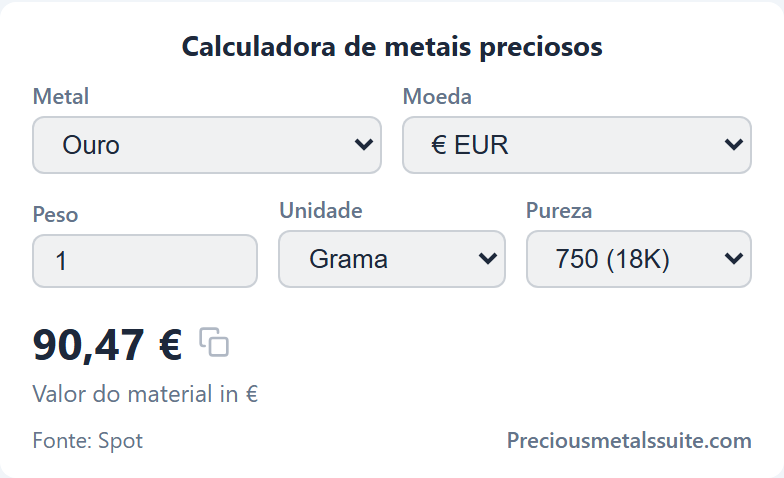 Calculadora de Metais Módulo 