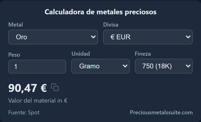 Calculadora de Metales Preciosos Módulo 