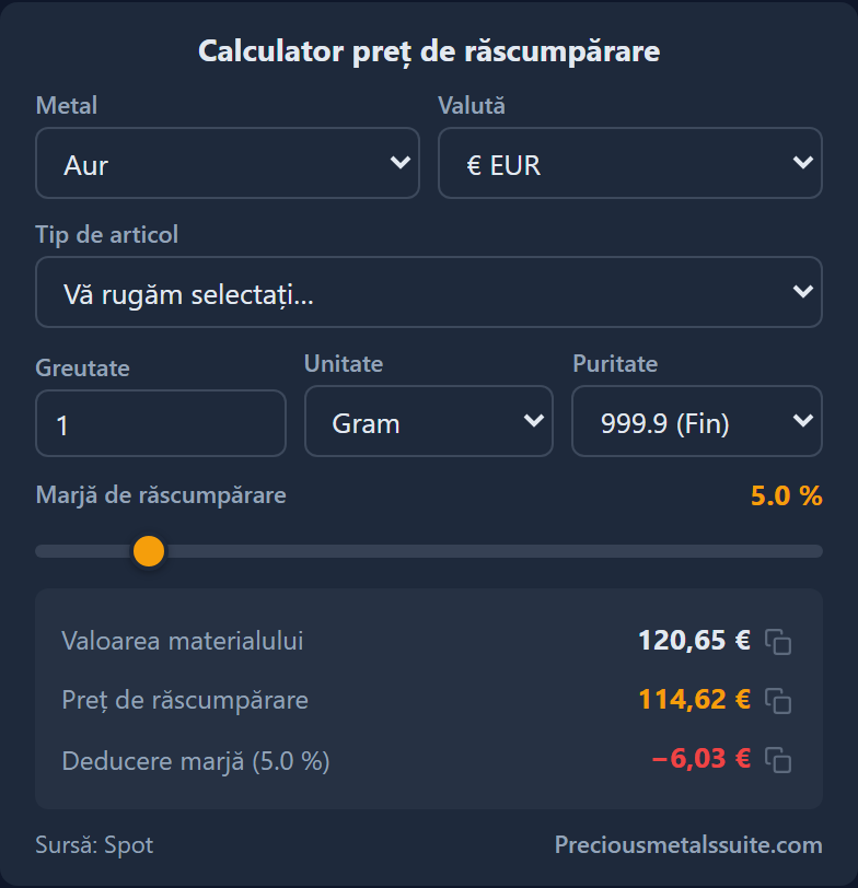 Calculator răscumpărare Modul 