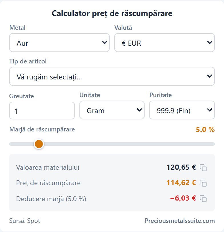 Calculator răscumpărare Modul 