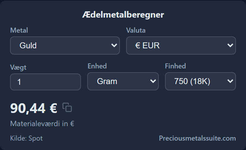 Ædelmetalberegner  modul
