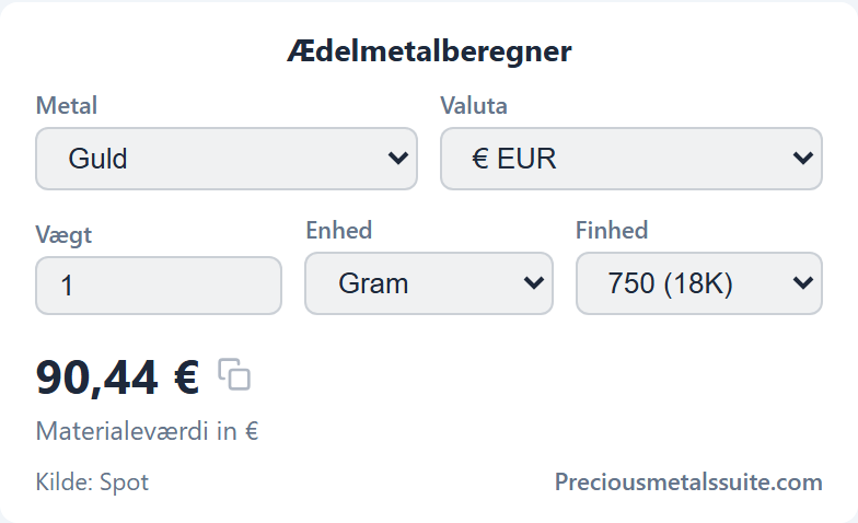 Ædelmetalberegner  modul