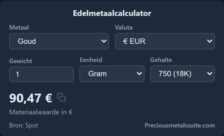 Edelmetaalrekenmachine Module 