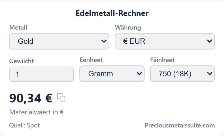 Calculateur de métaux précieux Module 