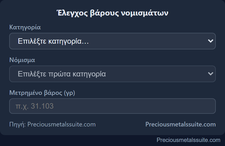 Βάρος Νομίσματος Ενότητα 