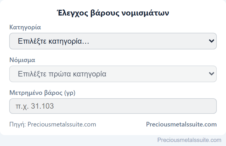 Βάρος Νομίσματος Ενότητα 