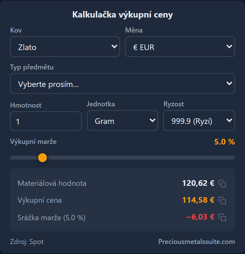 Výkupní kalkulačka Modul 