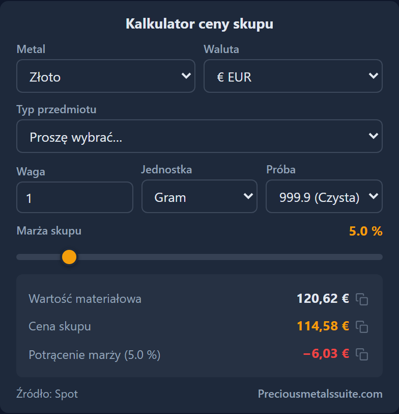Kalkulator skupu Moduł 