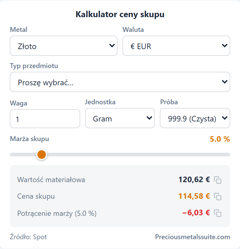 Kalkulator skupu Moduł 