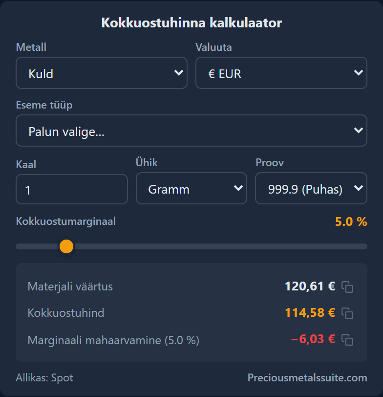 Kokkuostuhinna kalkulaator  moodul