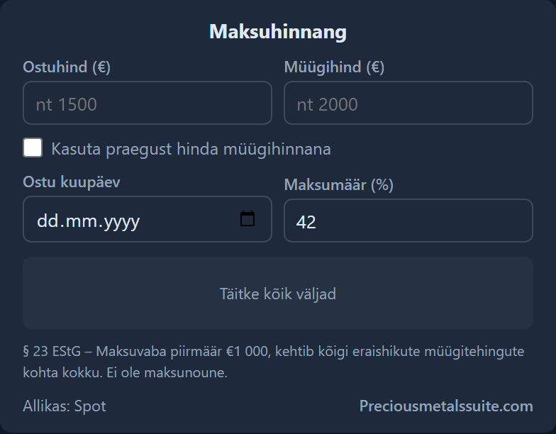 Maksukalkulaator  moodul