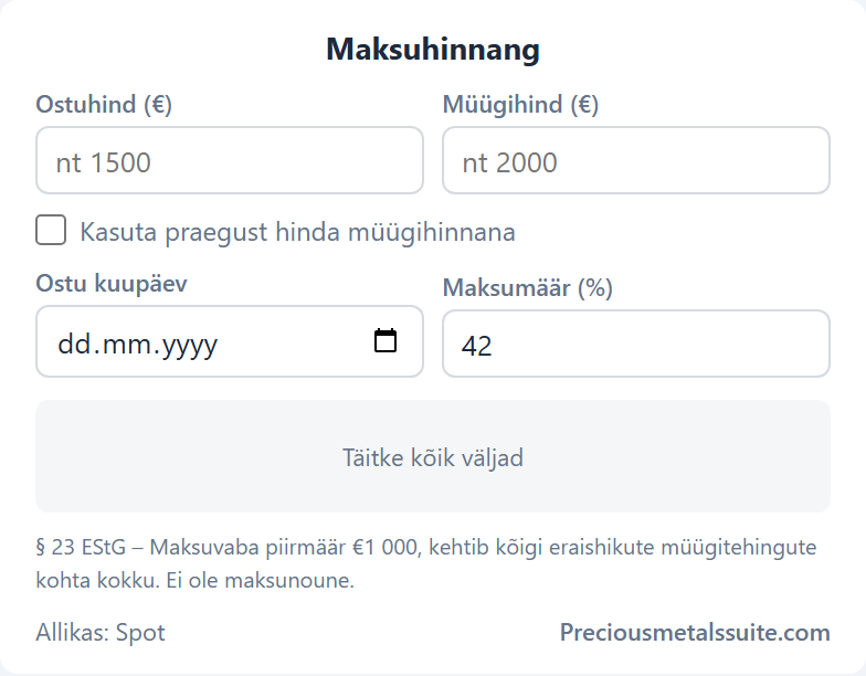 Maksukalkulaator  moodul