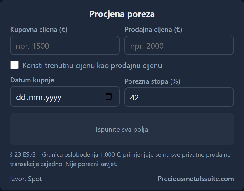 Procjena poreza  modul