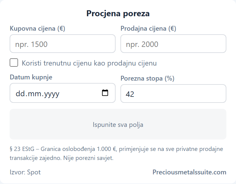 Procjena poreza  modul