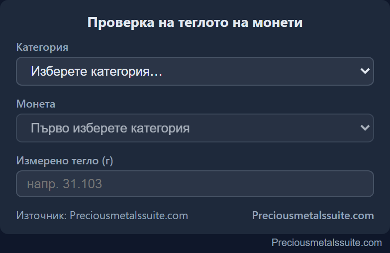 Тегло на монета Модул 