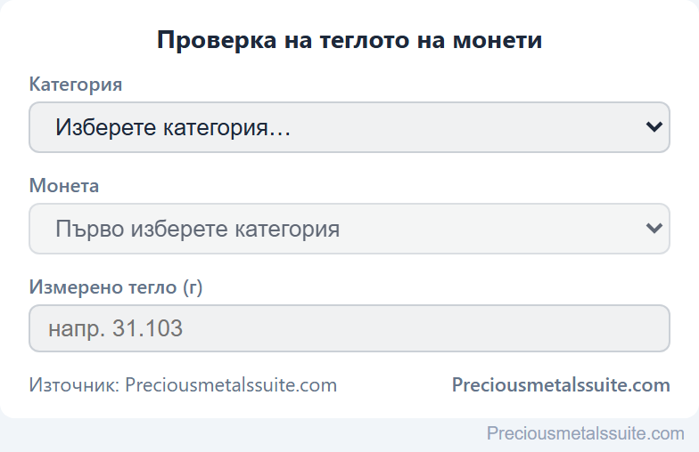 Тегло на монета Модул 