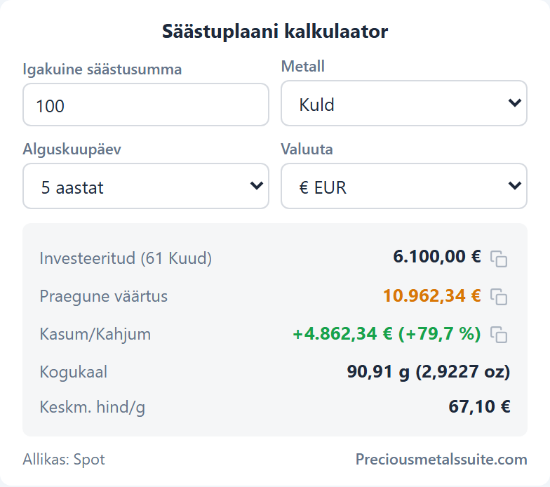 Säästuplaani kalkulaator  moodul