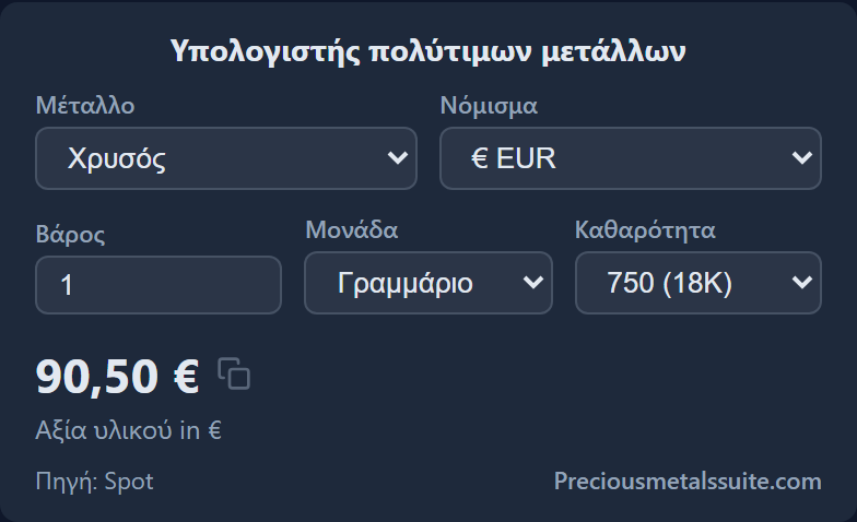 Αριθμομηχανή Πολύτιμων Μετάλλων Ενότητα 